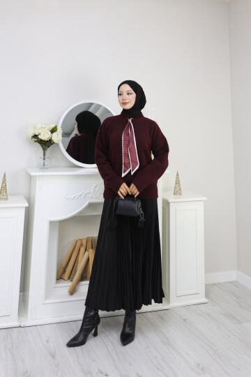 VNZ FULARLI KAZAK ETEK KOMBİN -BORDO