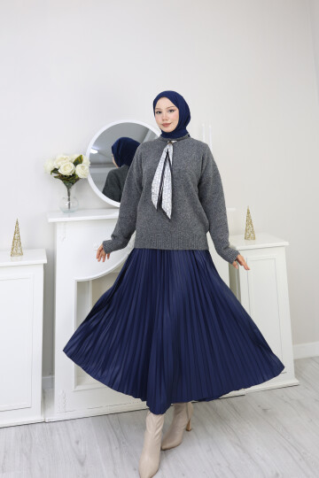 VNZ FULARLI KAZAK ETEK KOMBİN -FÜME