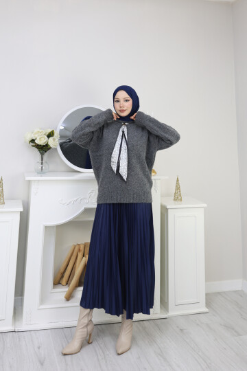 VNZ FULARLI KAZAK ETEK KOMBİN -FÜME