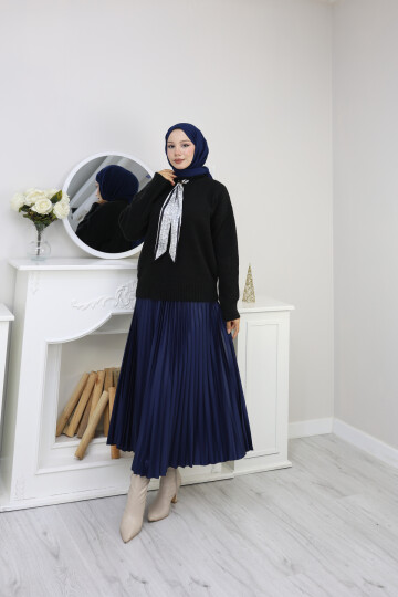 VNZ FULARLI KAZAK ETEK KOMBİN -SİYAH