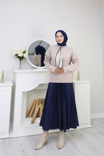 VNZ FULARLI KAZAK ETEK KOMBİN -VİZON