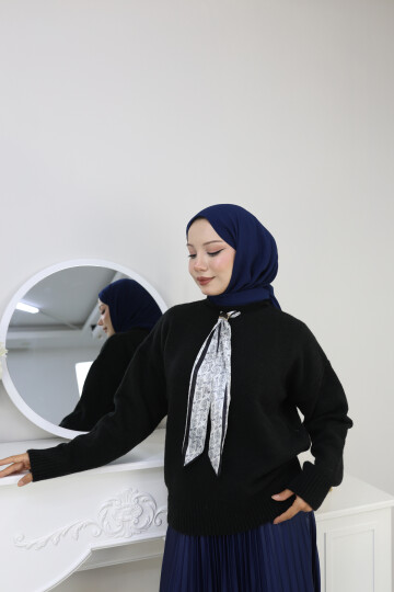 VNZ  FULARLI KAZAK - SİYAH