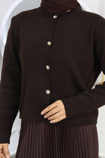 VNZ GOLD DÜĞME TRİKO HIRKA -ACI KAHVE