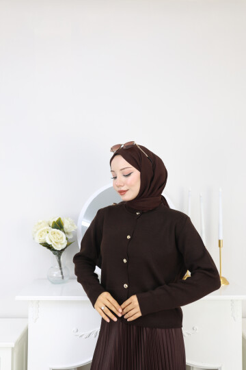 VNZ GOLD DÜĞME TRİKO HIRKA -ACI KAHVE