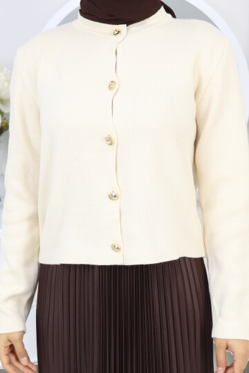 VNZ GOLD DÜĞME TRİKO HIRKA -KREM