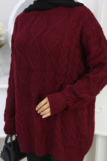 VNZ ÖRGÜLÜ TRİKO KAZAK- BORDO