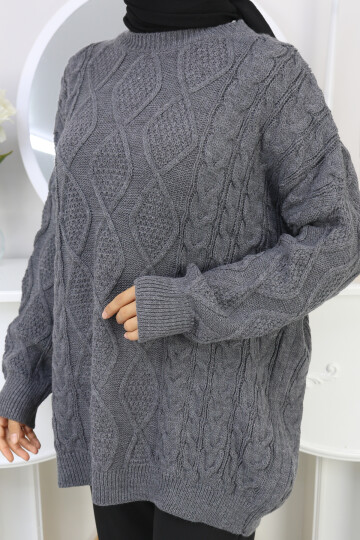 VNZ ÖRGÜLÜ TRİKO KAZAK- GRİ