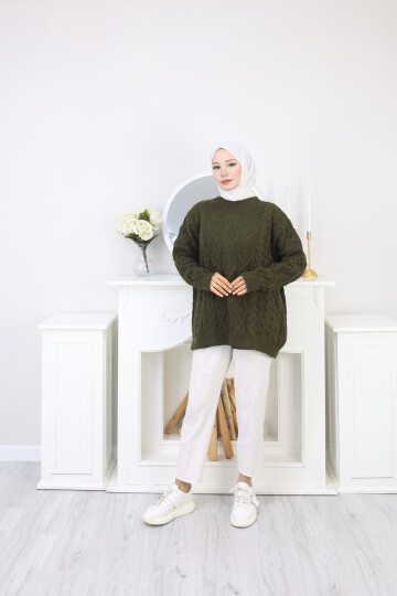 VNZ ÖRGÜLÜ TRİKO KAZAK-HAKİ