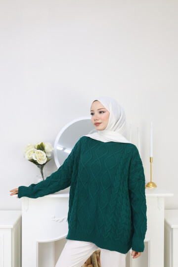 VNZ ÖRGÜLÜ TRİKO KAZAK-ZÜMRÜT YEŞİL