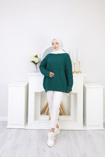 VNZ ÖRGÜLÜ TRİKO KAZAK-ZÜMRÜT YEŞİL