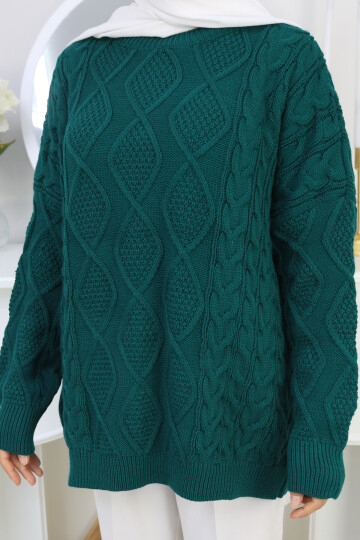 VNZ ÖRGÜLÜ TRİKO KAZAK-ZÜMRÜT YEŞİL