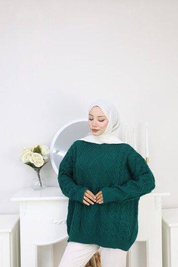 VNZ ÖRGÜLÜ TRİKO KAZAK-ZÜMRÜT YEŞİL